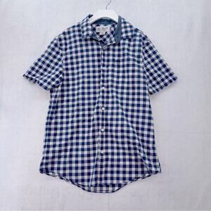 Men’s Original Penguin Button Down Short Sleeve Shirt Blue Plaid size Medium